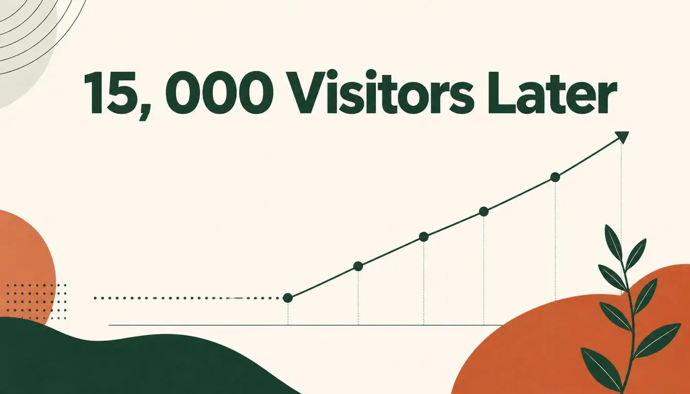 Line chart illustration showing website traffic climbing from flat to steadily growing after a technical and content overhaul